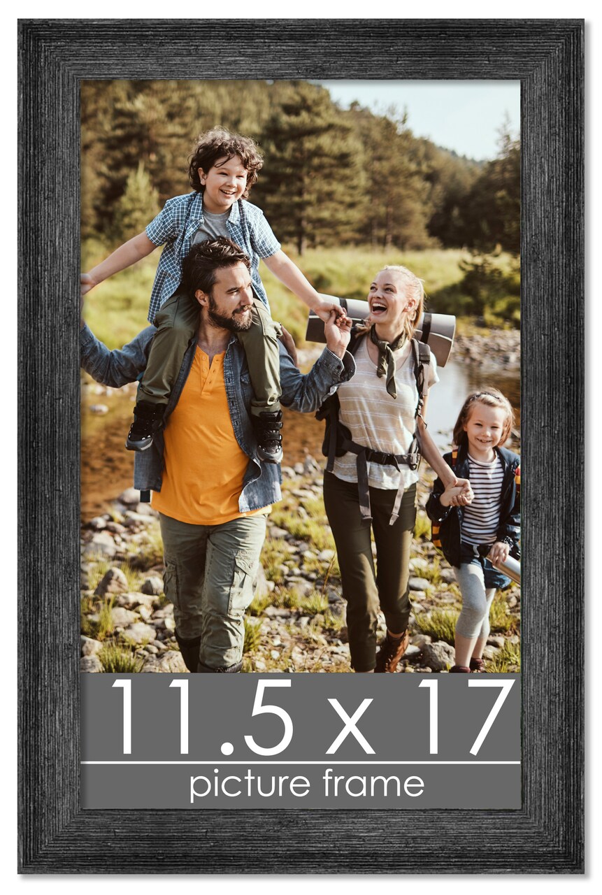11.5x17 Wide Barnwood Picture Frame with UV-Resistant Acrylic & Acid Free Backing, Available in 6 Paint Finishes - Grey, Brown, White, and Black
